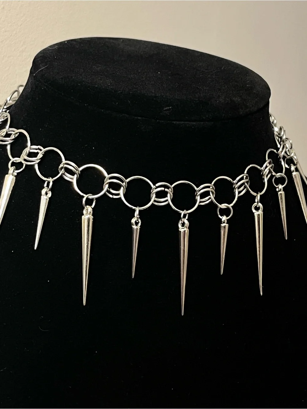 Hand Crafted Silver Spike Choker Necklace
